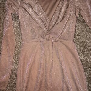 Pink Backless Ruched Bodycon Dress with Plunge Neckline for Night Out